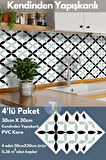 Technojet Kendinden Yapışkanlı Karo PVC Mutfak Banyo Tezgah Kaplama Sticker 4Adet 30cm×30cm