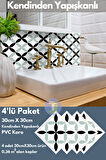 Technojet Kendinden Yapışkanlı Karo PVC Mutfak Banyo Tezgah Kaplama Sticker 4Adet 30cm×30cm