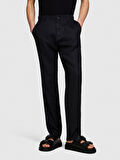 %100 Keten Slim Comfort Fit Pantolon Erkek Siyah Pantolon - 324P4AGHSF049