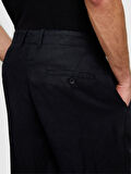 %100 Keten Slim Comfort Fit Pantolon Erkek Siyah Pantolon - 324P4AGHSF049