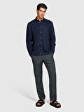 Keten Pamuk Karışımlı Slim Fit Gömlek Erkek Lacivert Gömlek - 324P59A2SQ03G