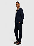 %100 Keten Astarsız Rahat Kalıp Ceket Erkek Lacivert Ceket - 324P2AGHSW01Q