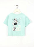 Benetton Baskılı Su Yeşili Kız Çocuk T-Shirt 3I1XC10N8
