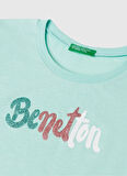 Benetton Baskılı Su Yeşili Kız Çocuk T-Shirt 3I1XC10MZ