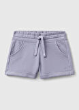 Benetton Normal Bel Regular Fit Lila Kız Çocuk Şort 3J68C901C