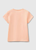 Şeftali Kız Çocuk Bisiklet Yaka Regular Fit Baskılı T-Shirt 3I1XC10MZ