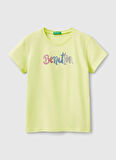 Benetton Baskılı Sarı Kız Çocuk T-Shirt 3I1XC10MZ