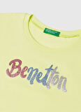 Benetton Baskılı Sarı Kız Çocuk T-Shirt 3I1XC10MZ
