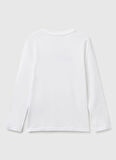 Benetton Baskılı Beyaz Kız Çocuk T-Shirt 3I9WC10MY