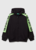 Siyah Erkek Çocuk Kapüşonlu Regular Fit Baskılı Sweatshirt 3J68C504R