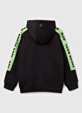 Siyah Erkek Çocuk Kapüşonlu Regular Fit Baskılı Sweatshirt 3J68C504R