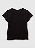 Benetton Baskılı Siyah Kız Çocuk T-Shirt 3I1XC10MZ