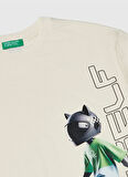 Benetton Baskılı Ekru Erkek Çocuk T-Shirt 35RYC10NC