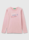 Benetton Baskılı Pembe Kız Çocuk T-Shirt 3I9WC10MY