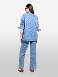 %100 Pamuk Baskılı Normal Bel Geniş Paça Denim Pantolon Kadın Buz mavisi Denim Pantolon - 325P43Y3LE04F