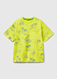 Benetton Baskılı Sarı Erkek Çocuk T-Shirt 3PDQC10PA