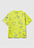 Benetton Baskılı Sarı Erkek Çocuk T-Shirt 3PDQC10PA