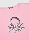 Benetton Baskılı Pembe Kız Çocuk T-Shirt 3I1XC10P1