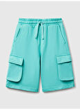 Benetton Normal Bel Regular Fit Mint Erkek Çocuk Şort 39DJC902N