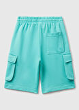 Benetton Normal Bel Regular Fit Mint Erkek Çocuk Şort 39DJC902N