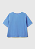 Benetton Baskılı Mavi Kız Çocuk T-Shirt 35RYC10OZ