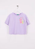 Benetton Baskılı Lila Kız Çocuk T-Shirt 35RYC10OZ