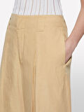 Keten Karışımlı Pile Detaylı Palazzo Pantolon Kadın Sarı Pantolon - 325P4HZELF06S