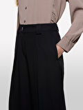 Viskoz Karışımlı Pileli Streç Palazzo Pantolon Kadın Siyah Pantolon - 325A4KVXLF07C