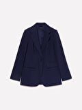 Streç Viskozlu Tek Düğmeli Regular Fit Blazer Ceket Kadın Lacivert Ceket - 325A2KVXLW025