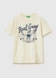 United Colors of Benetton Krem Erkek Çocuk Baskılı T-Shirt 3I1XC10SJ