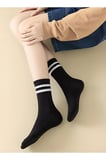 Unisex 5 li paket Siyah Beyaz Çizgili Kolej Çorap (5 Pairs)