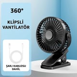 Şarjlı USB Mini Klipsli Vantilatör Fan - 3 Kademeli - 360° Hareketli - Bebek Arabası, Ofis, Masaüstü, Kamp Kullanımı İçin Uygun - Sessiz ve Taşınabilir - Asorti Renk