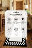 Damahome Krem Kitchen Siyah Modern Mutfak Halısı Yıkanabilir Kaymaz Su İtici
