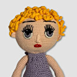 Uretti - Ahmet 3816 Amigurumi Örgü Oyuncak Kıvırcık Saçlı Bebek 35 Cm - Krem