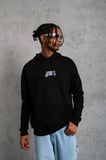 Modi Green Erkek Baskılı Oversize Üç İplik Kapüşonlu Sweatshirt - Siyah