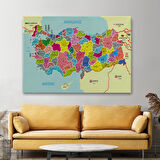 Harita Sepeti Türkiye Haritası Kanvas Tablo İl ve İlçeli Ayrıntılı Eğitici Komşulu Tablo 2996