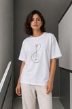 Modi Green Minimal Gitar Baskılı Tişört T-Shirt Yazlık Kısa Kol Bisiklet Yaka T-Shirt - Beyaz