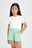 DeFacto Kız Çocuk Slim Fit Bisiklet Yaka Fitilli Kaşkorse Kısa Kollu Tişört C4605A824SMER85