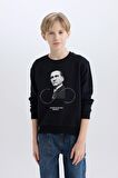 DeFacto Erkek Çocuk Bisiklet Yaka Atatürk Baskılı Sweatshirt D8201A824WNBK81