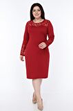 Bordo İspanyol Kol Elbise 2E-1070