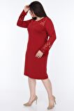 Bordo İspanyol Kol Elbise 2E-1070