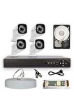 Bycam Ahd Süper 4 Kameralı Set 1080p Full Hd 320gb Harddisk