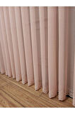 Farbateks Dikim Cemre Sade Düz Örme Pudra Renkli Ütü İstemez 2Kat Pileli Tül Perde