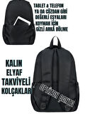 SIYAH renk 2'li OKUL ÇANTASI SETİ Su Geçirmez SATEN Kumaş - Sırt Çantası - BATMAN suluk