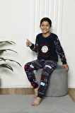 MİNİM Lacivert Basketbol Nakışlı Polar Erkek Çocuk Pijama Takımı 5-16 Yaş 4236-L