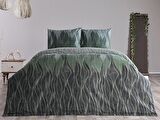 Ranforce Leaf Nevresim Takımı Çift King Size - Yeşil