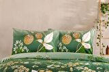 Saten Nevresim Takımı Rose Glow Çift Kişilik - Yeşil