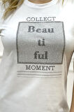 Büyük Beden Bisiklet Yaka Beautiful Yazılı Crystal Taşlı Siyah Şık Pamuklu Kısa Kol Kadın T-shirt