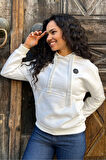 Crystal Taşlı Içi Polarlı Cepli Kapüşonlu Üç Iplik Şardonlu Pamuk Kadın Tasarım Siyah Sweatshirt