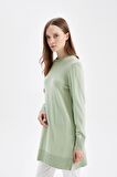 DeFacto Regular Fit Bisiklet Yaka Yırtmaçlı Basic Düz Triko Kazak Tunik H3431AZ24AUGN981